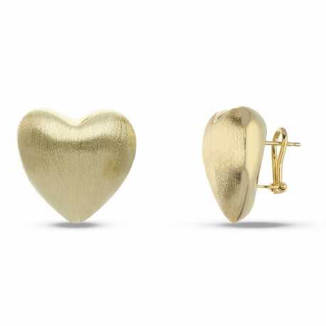 Náušnice v tvare srdca zo žltého 18 K zlata pre ženy