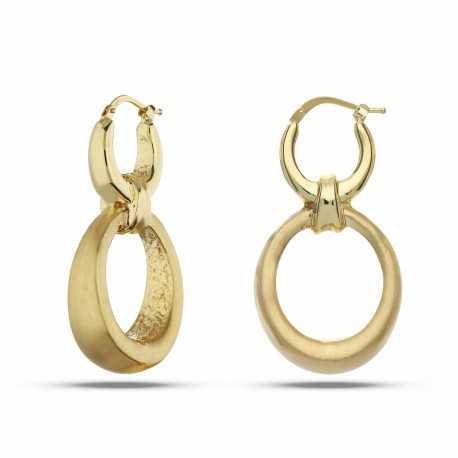Boucles d'oreilles pendantes en or jaune 18 carats satinées pour femmes