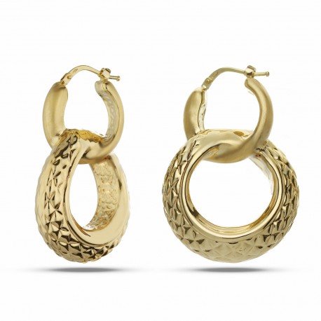 Boucles d'oreilles pendantes en or jaune 18 carats satinées pour femmes