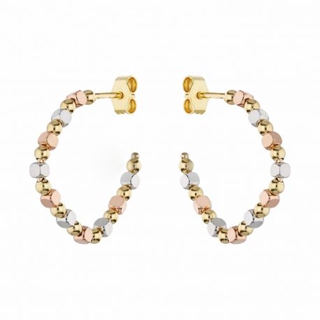 18K balta, rozā un dzeltena zelta kvadrātveida auskari sievietēm