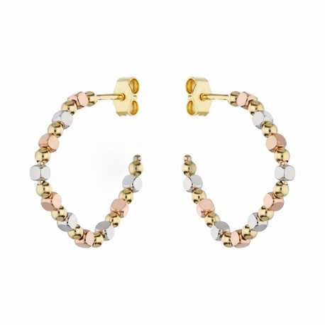 Quadratische Ohrringe aus 18-karätigem Weiß-, Rosa- und Gelbgold für Damen