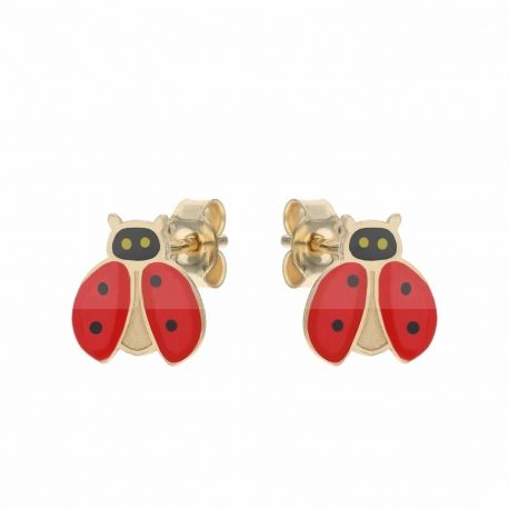 Boucles d'oreilles en or jaune 18 carats avec coccinelle pour enfant