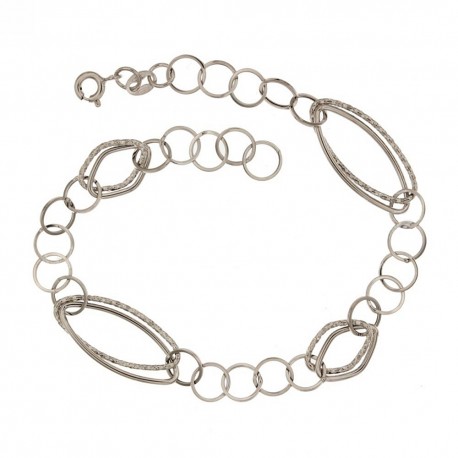 White gold 18k shiny and hammered woman bracelet
