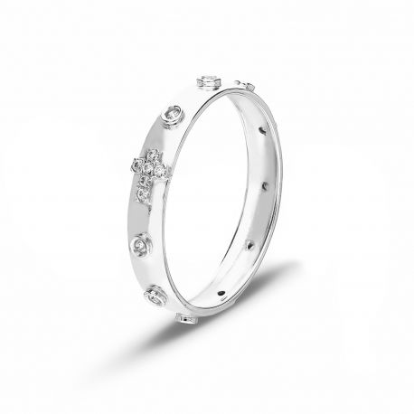 White Gold 18k with White Cubic Zirconia Shiny Women Ring
