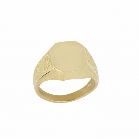 18k Yellow Solid Gold Shield Type Ring