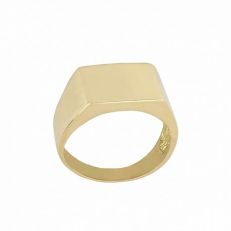 Bague bouclier en or jaune massif 18 carats