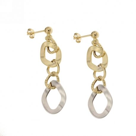 Auskarai iš 18k 750/1000 geltono ir balto aukso, poliruoti ir įkalti