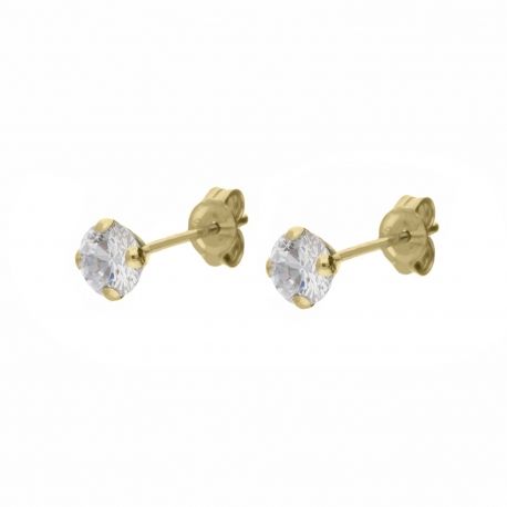 Aretes Punto de Luz de 4 Puntas en Oro Amarillo de 18 Quilates