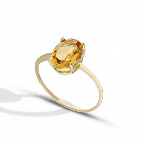 Женски прстен од 18-каратног жутог злата са цитрином