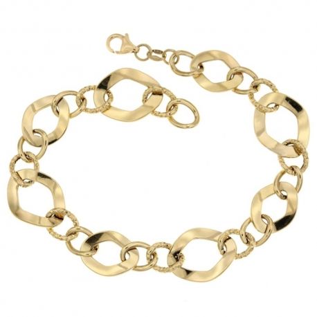 Pulseira feminina em ouro amarelo 18K 750/1000 polida e martelada