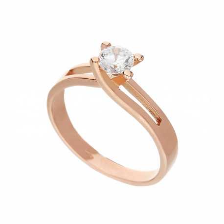 Solitaire prsten pro ženy z 18K růžového zlata