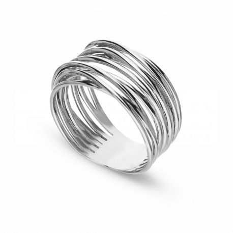 Bague filée pour femme en or blanc 18 carats