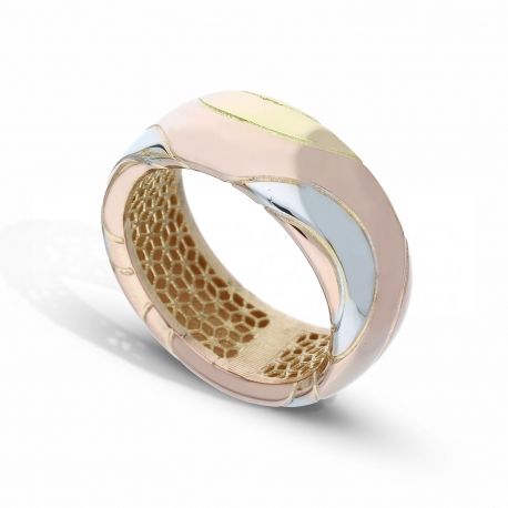 18k Yellow, White and Rose Gold Woman Ring