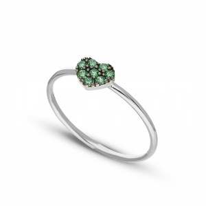 18 Kt White Gold with Green...