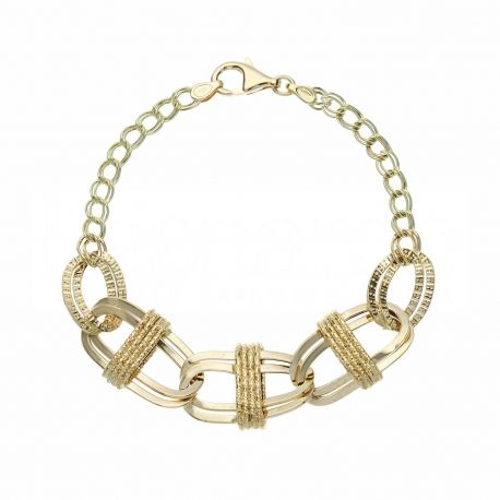 Pulsera de cadena con elemento central en Oro de 18K