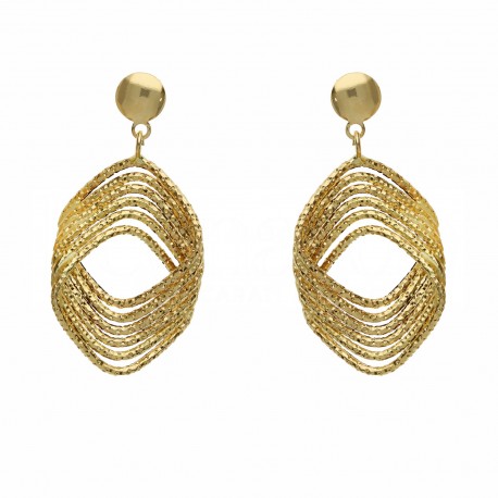 Πλεκτά διαμαντένια σκουλαρίκια για γυναίκες σε κίτρινο χρυσό 18 καρατίων