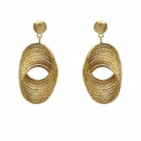 Ovala tvinnade örhängen för kvinnor i 18K gult guld