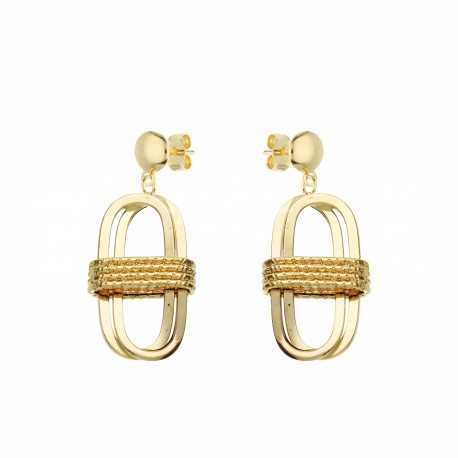 Boucles d'oreilles pendantes pour femmes en or jaune 18 carats