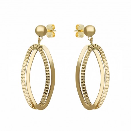 Boucles d'oreilles ovales en diamant pour femme en or jaune 18 carats