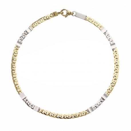 Tigerauge-Armband aus 18-karätigem zweifarbigem Gold