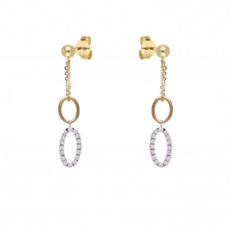 Ovale hangeroorbellen in 18K wit en geel goud