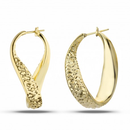Boucles d'oreilles ovales pour femme en or jaune 18 carats