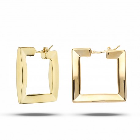 Boucles d'oreilles carrées pour femme en or jaune 18 carats