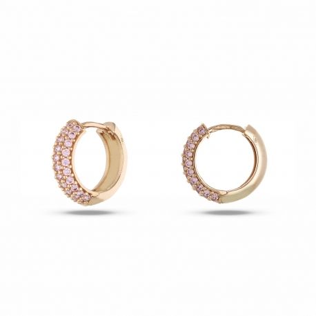 Hoop örhängen med ljusrosa zirkon i 18K roséguld