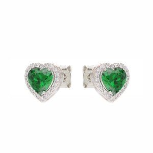 Širdies auskarai su žaliais...
