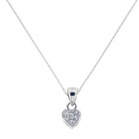 Herz-Halskette mit Diamanten aus 18 Karat Weißgold
