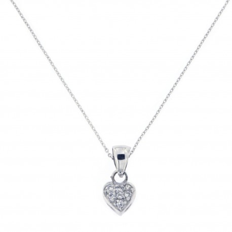 White Gold 18k Heart with Diamonds Women Necklace