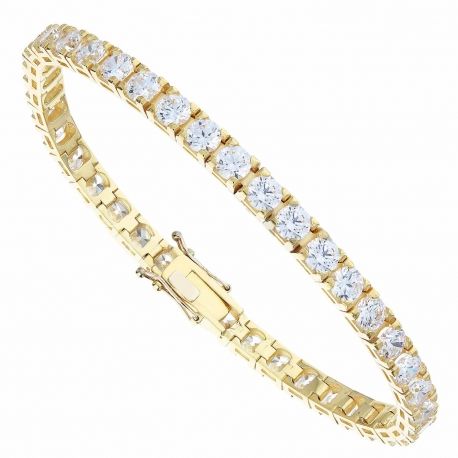 Pulsera de tenis con circonitas blancas en oro amarillo macizo de 18 k