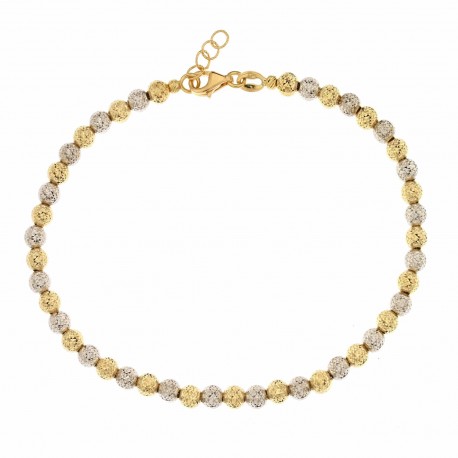 18K geel- en witgouden armband met diamanten bollen voor dames
