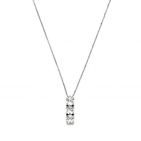 Collana Trilogy con Zirconi Bianchi in Oro Bianco 18 Carati