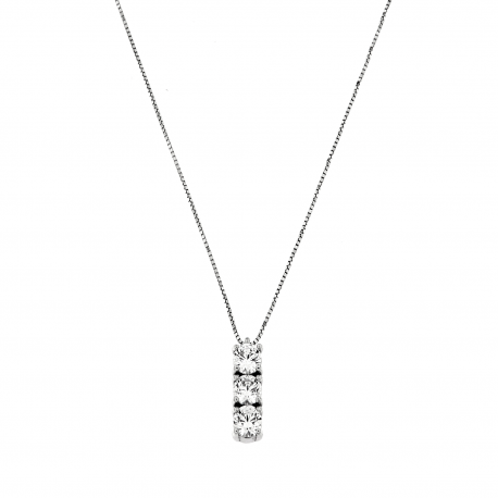 Women 18K White Gold Trilogy with Cubic Zirconia Necklace