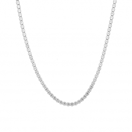 Tenisový náhrdelník s bielymi zirkónmi z 18K bieleho zlata
