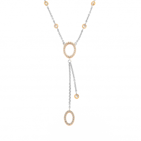 Doppelseitige Halskette mit weißen und schwarzen Zirkonen aus 18 Karat Gold