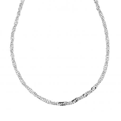 Corrente de elos helicoidais unissex em ouro branco 18 Kt 750/1000