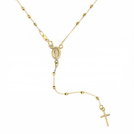 Women 18K Yellow Gold with Pendant Rosary Necklace