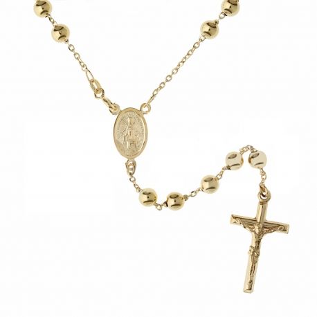 Collana Rosario con Pendente Crocifisso in Oro Giallo 18 Carati