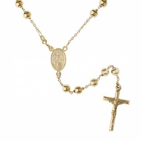 Collier chapelet avec pendentif crucifix en or jaune 18 carats