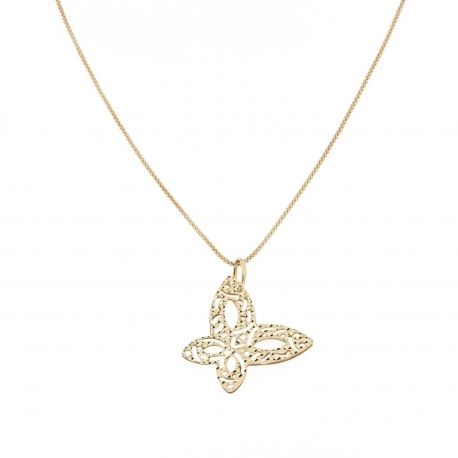 Colar com Pendente Borboleta em Ouro Amarelo 18K