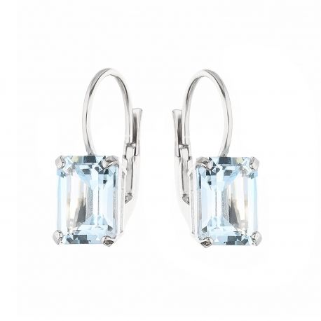 Cercei cu topaz albastru din aur alb de 18K