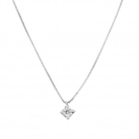 Woman 18K White Gold Solitaire Type Necklace