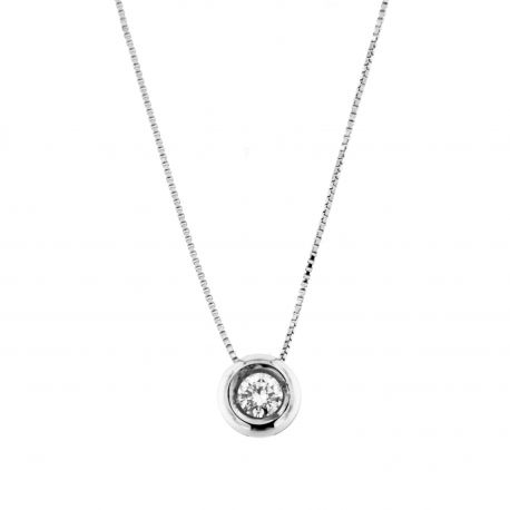 Punto Luce ketting met ronde diamant in 18K witgoud