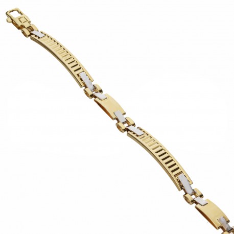 Men Yellow and White Gold 18k Semi Rigid Bracelet