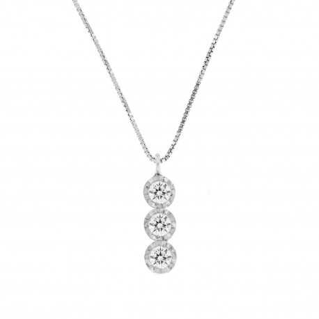 Trilogický náhrdelník s diamanty z 18K bílého zlata