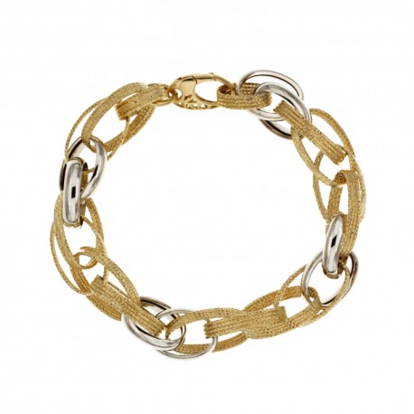 Yellow and white gold 18 Kt shiny and diamond-cut woman bracelet