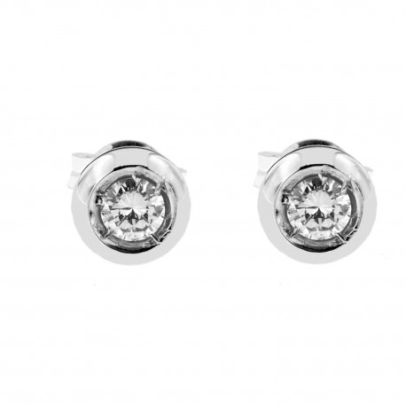 Woman 18K White Gold Solitaire Type Earrings