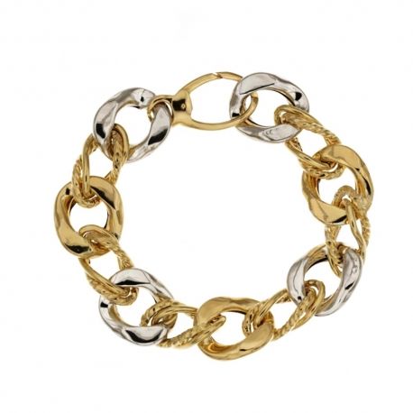 Bratara din aur galben si alb de 18 Kt 7500/1000 cu lant scobit lustruit si lucrat
